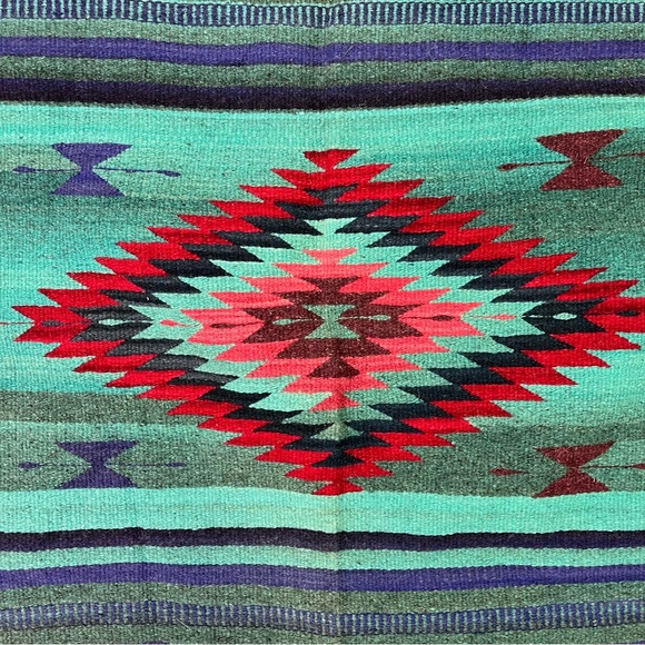 Artesanias Mayo Other - Vintage Artesanias Mayo Woven 100% Wool Vibrant Aztec Tribal Patterned  Rug